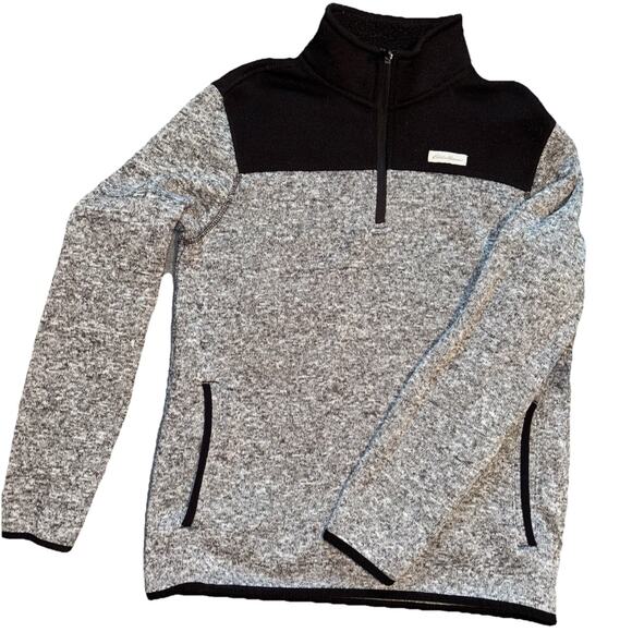 Men’s Eddie Bauer Quarter Zip With Pockets, Size Medium Gorpcore Black And Grey - Picture 1 of 8